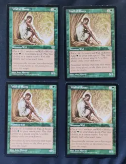 4 x MTG Wall of Roots Mirage Playset Magic The Gathering NM Unplayed - Image 1