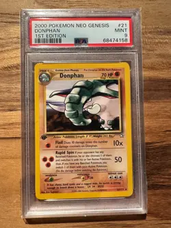 Pokemon 1st Edition NEO Genesis Donphan PSA 9 Certification # 68474158 - Image 2