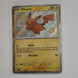 Pokemon Pikachu 131/091 SV Paldean Fates Shiny Rare Holo Basic 70 HP TCG - Image 1