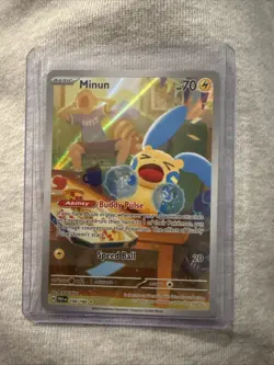 Pokemon TCG Minun Card 194/182 Paradox Rift IR Holo NM Condition - Image 1