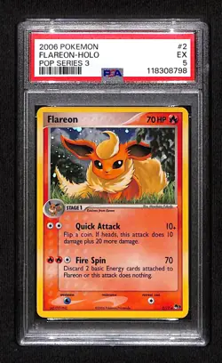 Pokemon 2006 Flareon Holo Pop Series 3 #2 PSA 5 - Image 1