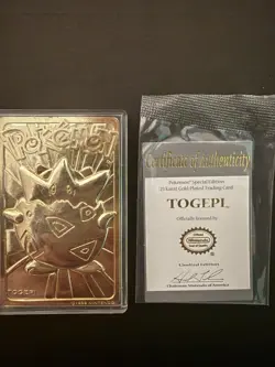 Pokemon Togepi Burger King 23k Gold Plated Trading Card 1999 Nintendo w/Case #Z - Image 1