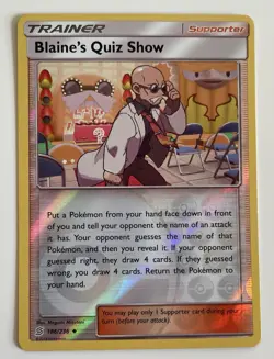 Blaine's Quiz Show 186/236 Pokemon TCG SM Unified Minds Reverse Holo LP - Image 1