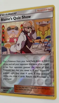 Blaine's Quiz Show 186/236 Pokemon TCG SM Unified Minds Reverse Holo LP - Image 2