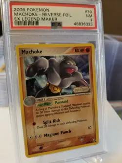 2006 Pokemon EX Legend Maker Machoke Reverse Foil 39/92 PSA 7 - Image 1