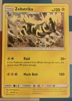 Zebstrika - 45/181 - S&M Team Up - Pokemon - Rare - NM/M - Image 1