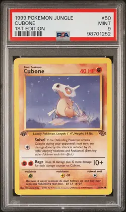 1999 POKEMON JUNGLE 1ST ED #50 CUBONE PSA 9 - Image 1