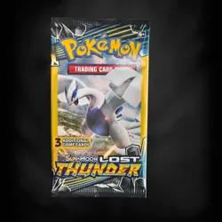 2018 POKEMON SUN & MOON LOST THUNDER SEALED 3 CARD PACK LUGIA ART - Image 1