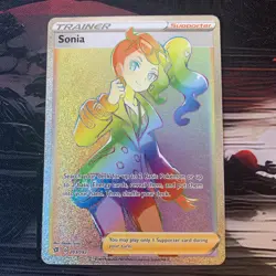 Pokemon TCG Sonia 203/192 Swsh02: Rebel Clash Holo Rainbow Secret Rare - Image 1