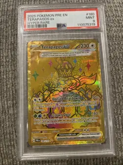 2025 POKEMON PRE EN-PRISMATIC EVOLUTIONS HYPER RARE #180 TERAPAGOS EX PSA 9 - Image 1