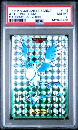 1996 POKEMON JPN BANDAI CARDDASS VENDING #144 ARTICUNO-PRISM PSA 8 - Image 1
