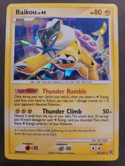 2007 Pokemon TCG DP Secret Wonders Raikou Cracked Ice Holo 16/132 - Image 1