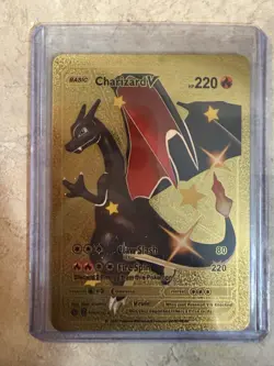 Shiny Charizard V #079/073 Gold Foil Pokemon Fan Art Display Card Lot 23 Total - Image 1