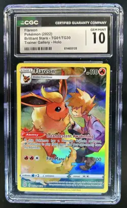 2022 Pokemon SWSH Brilliant Stars Flareon Trainer Gallery Holo #TG01/TG30 CGC 10 - Image 1