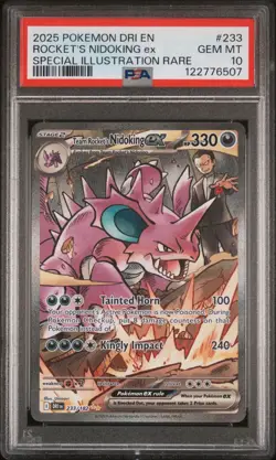 Pokemon Team Rocket's Nidoking ex Holo Sv10 Destined Rivals 233/182 PSA 10 - Image 1