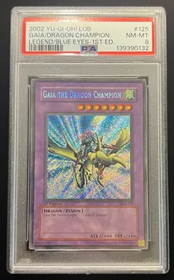 Gaia the Dragon Champion 1st Edition (Glossy) LOB-125 PSA 8 Yu-Gi-Oh! - Image 1