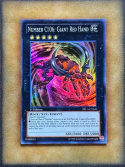 Yugioh Number C106: Giant Red Hand DRLG-EN049 Super Rare 1st Ed LP - Image 1