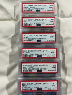 Complete Set Lorcana D100 Disney PSA 9 Mickey Elsa Maui Genie Stitch Maleficent - Image 2