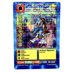 Weregarurumon Vintage Digimon Prism Sticker Card 1st Edition 1999 Holo Rare - Image 1