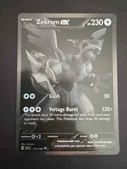 Pokemon Zekrom EX Full Art Holo 230 HP Sv: Black Bolt Rare Card 172/086 - Image 1