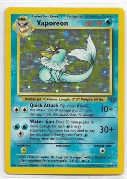 1999 Pokemon Jungle Vaporeon Holo Foil Card #12/64 NM-MT Never Played With - Image 1