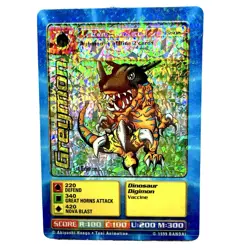 Greymon St-02 Vintage Digimon Prism Sticker Card 1st Edition 1999 Holo Rare - Image 1