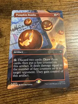 MTG Magic The Gathering Spider-Man BORDERLESS Box Scene Pumpkin Bombs - Image 1
