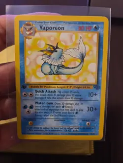 Pokemon TCG Vaporeon Jungle 1st Edition 12/64 80 HP Rare Regular English Card - Image 1