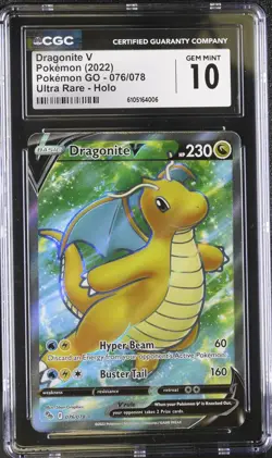 🐉💎 CGC GEM MINT 10 | Dragonite V #076/078 Holo | Pokemon GO 2022 - Image 1
