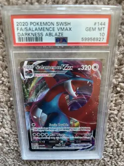 Pokemon Salamence VMAX Full Art SWSH 2020 Darkness Ablaze #144 PSA 10 GEM MINT - Image 3