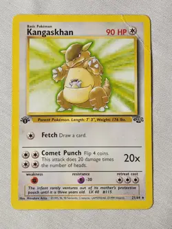 Played (Damaged) Kangaskhan -Holo #21 Jungle 1st Edition Pokemon TCG - Image 1