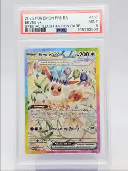 EEVEE EX 2025 POKEMON EVOLUTIONS SPECIAL ILLUSTRATION RARE 167 PSA 9 Q1518 - Image 1