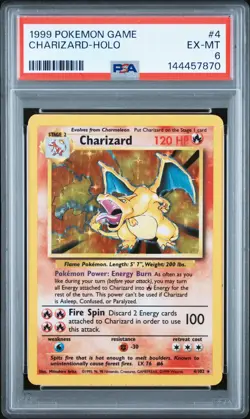 1999 POKEMON GAME #4 CHARIZARD-HOLO PSA 6 - Image 1