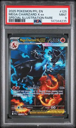 2025 POKEMON PFL EN-PHANTASMAL FLAMES #125 MEGA CHARIZARD X EX PSA 9 - Image 1