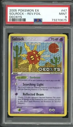Pokemon 2005 EX Deoxys SOLROCK Reverse Holo 47/107 - Graded PSA 9 - Image 1