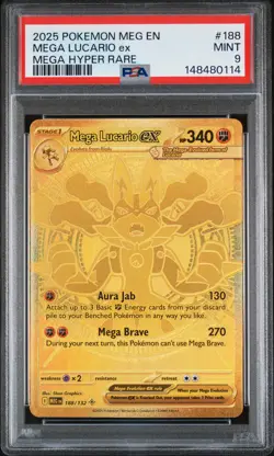 2025 POKEMON MEG EN-MEGA EVOLUTION MEGA HYPER RARE #188 MEGA LUCARIO EX PSA 9 - Image 1