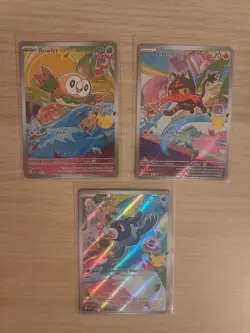 Rowlet Litten & Popplio First Partner Illustration Collection Promo Set Pokemon - Image 1