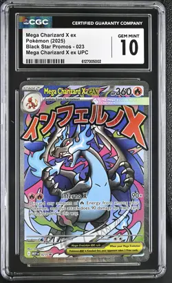 Mega Charizard X ex 2025 Pokemon Black Star Promos CGC 10 #023 - Image 1
