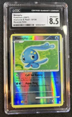 2007 Pokemon Diamond & Pearl #9/130 Manaphy Reverse Holo CGC 8.5 - Image 1