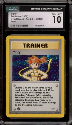 Pokemon Misty Gym Heroes 1st Edition Holo Rare #18 CGC 10 Gem Mint - Image 1