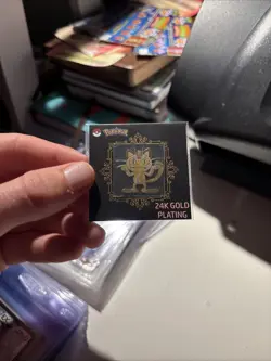 24k Gold Plated Pokemon Meowth Sticker Pack Fresh - Image 1