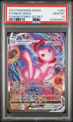 2021 POKEMON SWORD & SHIELD FUSION STRIKE SECRET #269 FULL ART/MEW VMAX PSA 10 - Image 1
