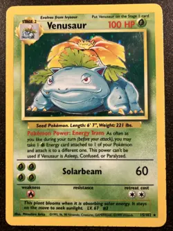 Pokemon Card TCG Venusaur Base Set Holo Unlimited Rare Card 15/102 - Image 1