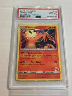 2020 POKEMON BATTLE ACADEMY CHARIZARD #39 PSA 10 GEM MINT - Image 1