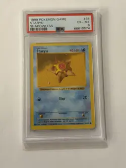 Pokemon Base Set Shadowless Card #65 Staryu PSA 6 Graded Card 1999 - Image 1
