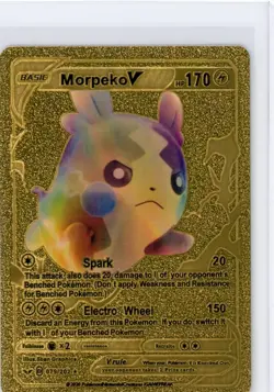 Pokemon Gold Foil Fan Art Card MORPEKO V 170HP 079/202 Rainbow - Image 1