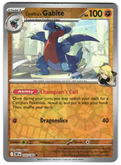 Cynthia's Gabite 103/182 Reverse Holo SV10: Destined Rivals English Pokemon NM - Image 1