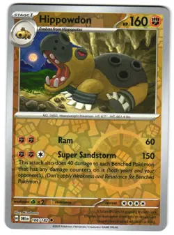 Hippowdon 106/182 Reverse Holo SV10: Destined Rivals English Pokemon NM - Image 1