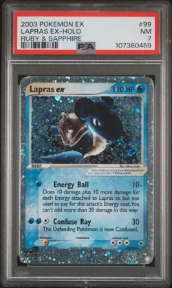 2003 Pokemon EX Ruby Sapphire Lapras ex Holo Rare #99/109 PSA 7 NM - Image 1