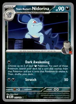 Team Rocket's Nidorina Reverse Holo 115/182 SV10: Destined Rivals Pokemon - Image 1